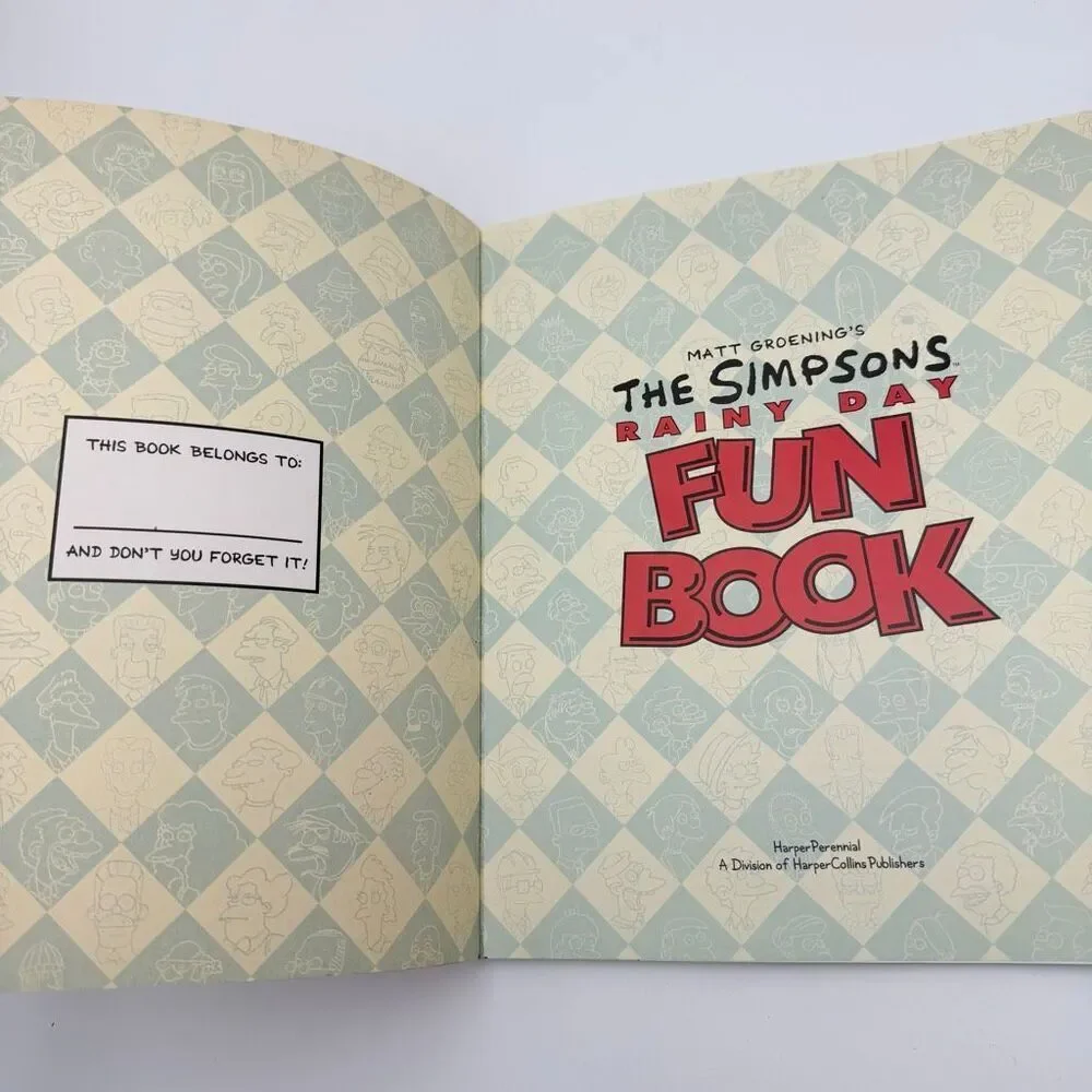 The Simpsons Rainy Day Fun Book Activity Book Vintage 1991 Almost New